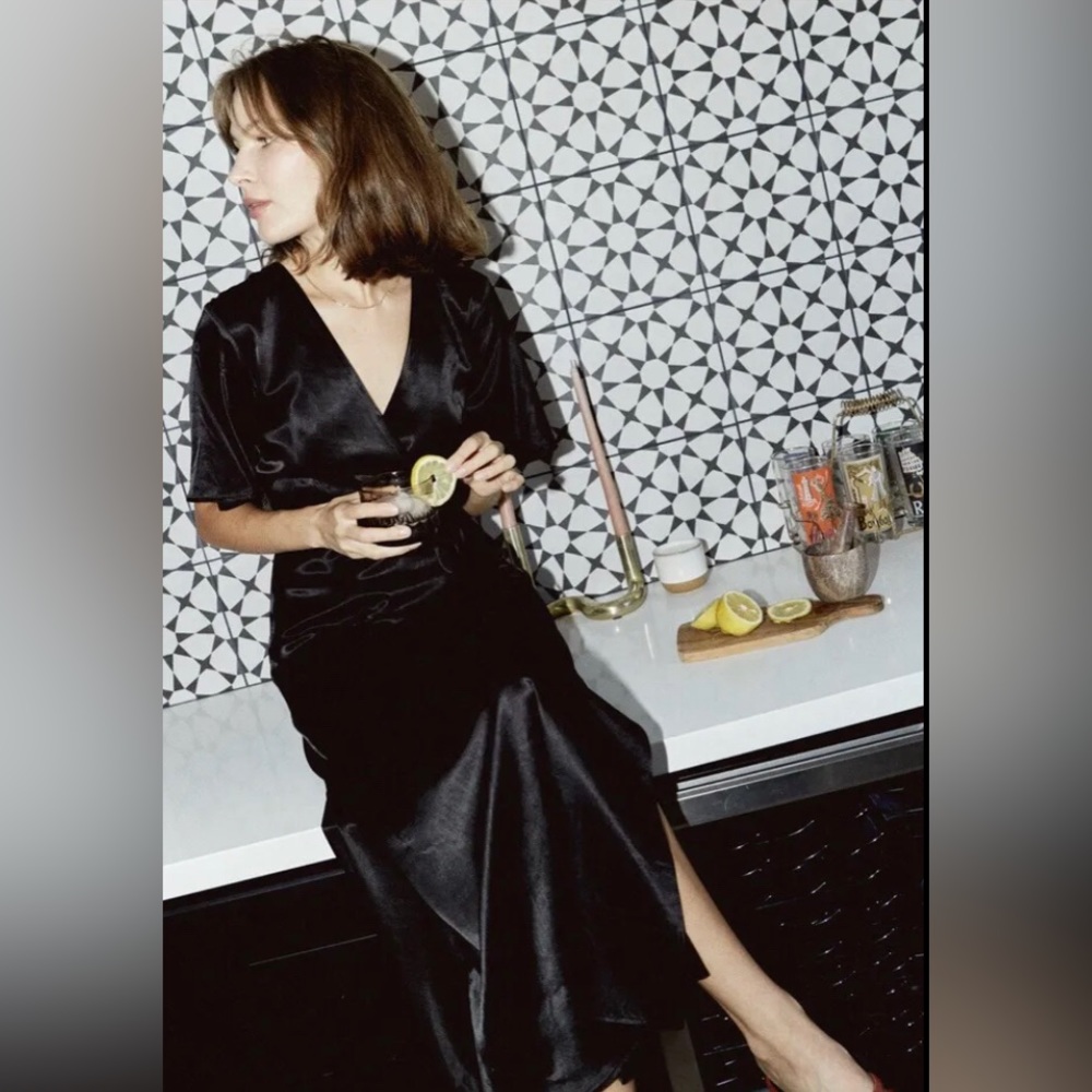 NEW without tags whimsy and row Lola Wrap Dress in black.